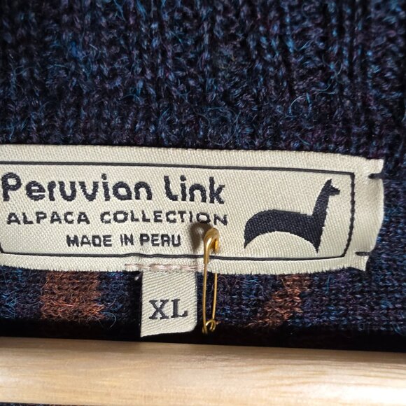 Peruvian Link Open Long Cardigan Womens XL Firenza Sweater Alpaca Blend Jacquard - Picture 10 of 13